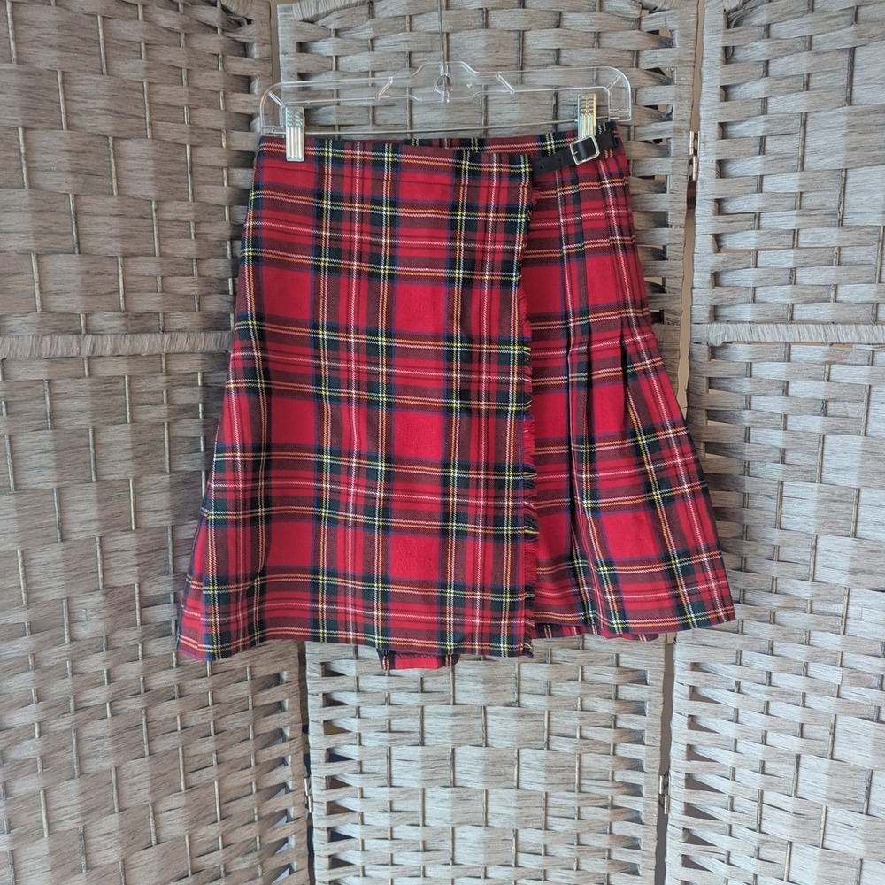 Vtg John Morrison Kilt Skirt Red Plaid Tartan Wool Pleated Sz 10 Schoolgirl EUC
